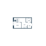 1-комнатная, 28.5 м², жилая: 22.8 м², кухня: 5.7 м²