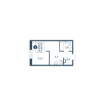 1-комнатная, 28.3 м², жилая: 22.6 м², кухня: 5.7 м²