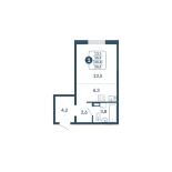 Студия, 30.4 м², жилая: 24.1 м², кухня: 6.3 м²