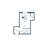 Студия, 33.2 м², жилая: 26.9 м², кухня: 6.3 м²