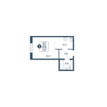1-комнатная, 29.8 м², жилая: 23.5 м², кухня: 6.3 м²