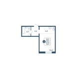Студия, 31.3 м², жилая: 25.1 м², кухня: 6.2 м²
