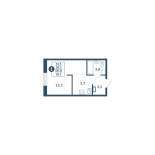 1-комнатная, 28.3 м², жилая: 22.6 м², кухня: 5.7 м²