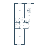 3-комнатная, 87.2 м², жилая: 61.8 м², кухня: 7.8 м²